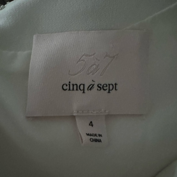 CINQ A SEPT Fontaine crepe peplum dress IVORY 4 - Picture 8 of 9